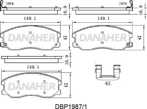 Danaher DBP1987/1 - Гальмівні колодки, дискові гальма autozip.com.ua