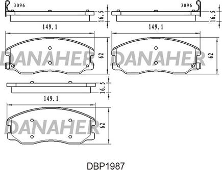 Danaher DBP1987 - Гальмівні колодки, дискові гальма autozip.com.ua