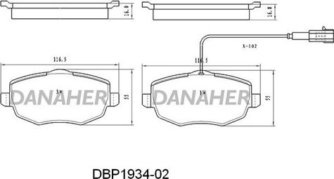 Danaher DBP1934-02 - Гальмівні колодки, дискові гальма autozip.com.ua
