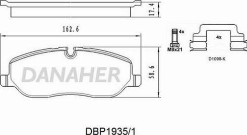 Danaher DBP1935/1 - Гальмівні колодки, дискові гальма autozip.com.ua