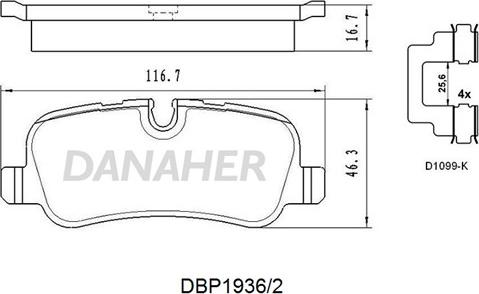 Danaher DBP1936/2 - Гальмівні колодки, дискові гальма autozip.com.ua