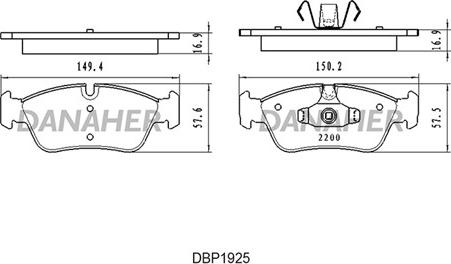 Danaher DBP1925 - Гальмівні колодки, дискові гальма autozip.com.ua