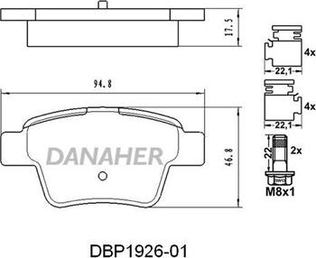 Danaher DBP1926-01 - Гальмівні колодки, дискові гальма autozip.com.ua