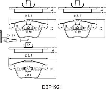 Danaher DBP1921 - Гальмівні колодки, дискові гальма autozip.com.ua