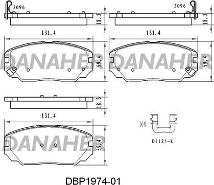 Danaher DBP1974-01 - Гальмівні колодки, дискові гальма autozip.com.ua