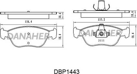 Danaher DBP1443 - Гальмівні колодки, дискові гальма autozip.com.ua