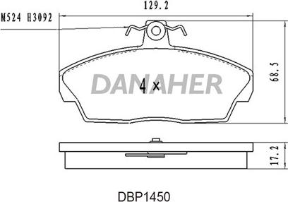 Danaher DBP1450 - Гальмівні колодки, дискові гальма autozip.com.ua