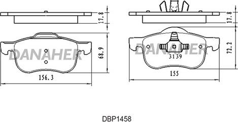 Danaher DBP1458 - Гальмівні колодки, дискові гальма autozip.com.ua