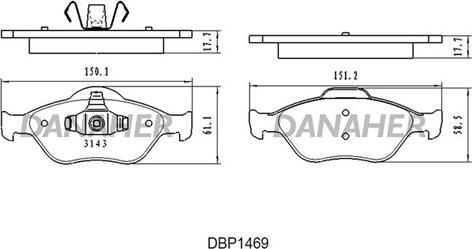 Danaher DBP1469 - Гальмівні колодки, дискові гальма autozip.com.ua