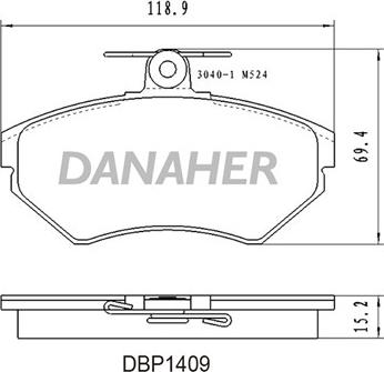 Danaher DBP1409 - Гальмівні колодки, дискові гальма autozip.com.ua