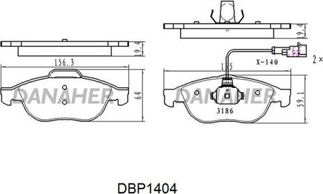 Danaher DBP1404 - Гальмівні колодки, дискові гальма autozip.com.ua