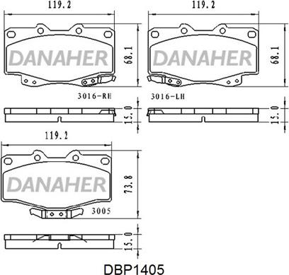 Danaher DBP1405 - Гальмівні колодки, дискові гальма autozip.com.ua