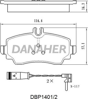 Danaher DBP1401/2 - Гальмівні колодки, дискові гальма autozip.com.ua