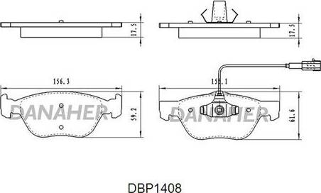 Danaher DBP1408 - Гальмівні колодки, дискові гальма autozip.com.ua