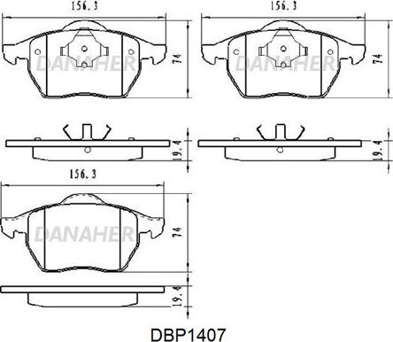 Danaher DBP1407 - Гальмівні колодки, дискові гальма autozip.com.ua