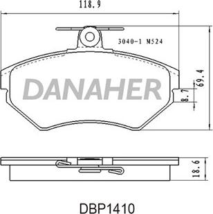 Danaher DBP1410 - Гальмівні колодки, дискові гальма autozip.com.ua