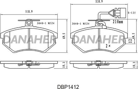 Danaher DBP1412 - Гальмівні колодки, дискові гальма autozip.com.ua