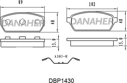 Danaher DBP1430 - Гальмівні колодки, дискові гальма autozip.com.ua