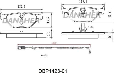 Danaher DBP1423-01 - Гальмівні колодки, дискові гальма autozip.com.ua