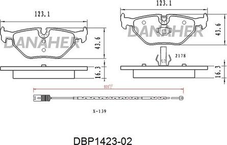 Danaher DBP1423-02 - Гальмівні колодки, дискові гальма autozip.com.ua