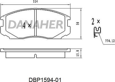 Danaher DBP1594-01 - Гальмівні колодки, дискові гальма autozip.com.ua