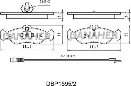 Danaher DBP1595/2 - Гальмівні колодки, дискові гальма autozip.com.ua