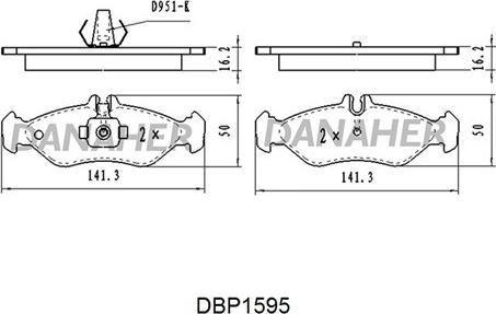 Danaher DBP1595 - Гальмівні колодки, дискові гальма autozip.com.ua