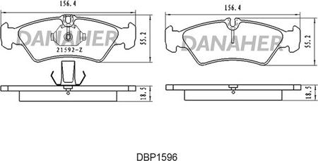 Danaher DBP1596 - Гальмівні колодки, дискові гальма autozip.com.ua