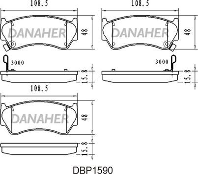 Danaher DBP1590 - Гальмівні колодки, дискові гальма autozip.com.ua