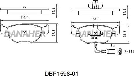 Danaher DBP1598-01 - Гальмівні колодки, дискові гальма autozip.com.ua