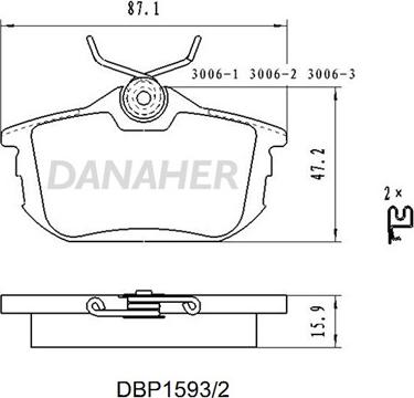 Danaher DBP1593/2 - Гальмівні колодки, дискові гальма autozip.com.ua