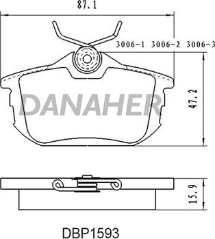 Danaher DBP1593 - Гальмівні колодки, дискові гальма autozip.com.ua