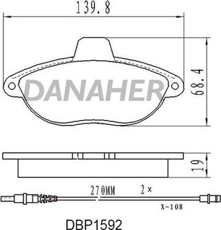 Danaher DBP1592 - Гальмівні колодки, дискові гальма autozip.com.ua