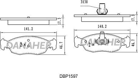 Danaher DBP1597 - Гальмівні колодки, дискові гальма autozip.com.ua