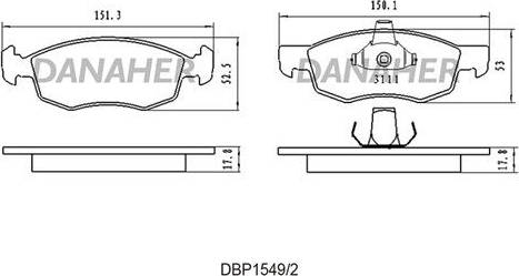 Danaher DBP1549/2 - Гальмівні колодки, дискові гальма autozip.com.ua