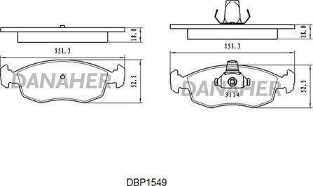 Danaher DBP1549 - Гальмівні колодки, дискові гальма autozip.com.ua