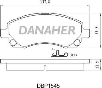 Danaher DBP1545 - Гальмівні колодки, дискові гальма autozip.com.ua