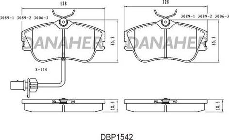 Danaher DBP1542 - Гальмівні колодки, дискові гальма autozip.com.ua