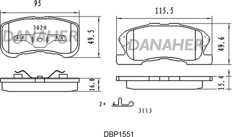 Danaher DBP155/1 - Гальмівні колодки, дискові гальма autozip.com.ua