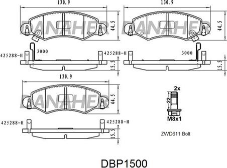 Danaher DBP1500 - Гальмівні колодки, дискові гальма autozip.com.ua