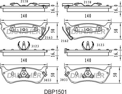 Danaher DBP1501 - Гальмівні колодки, дискові гальма autozip.com.ua