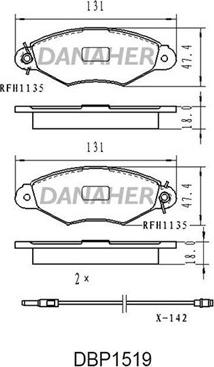 Danaher DBP1519 - Гальмівні колодки, дискові гальма autozip.com.ua