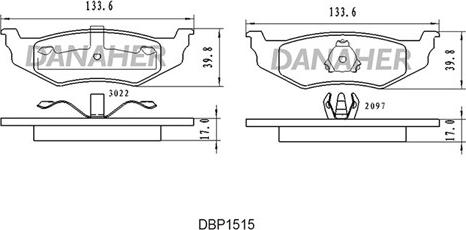 Danaher DBP1515 - Гальмівні колодки, дискові гальма autozip.com.ua