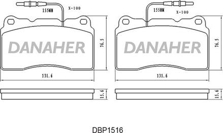 Danaher DBP1516 - Гальмівні колодки, дискові гальма autozip.com.ua