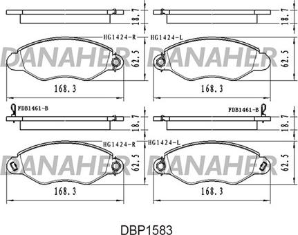 Danaher DBP1583 - Гальмівні колодки, дискові гальма autozip.com.ua