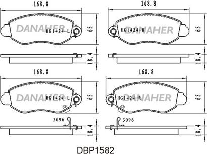 Danaher DBP1582 - Гальмівні колодки, дискові гальма autozip.com.ua