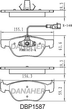 Danaher DBP1587 - Гальмівні колодки, дискові гальма autozip.com.ua