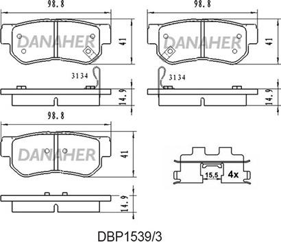 Danaher DBP1539/3 - Гальмівні колодки, дискові гальма autozip.com.ua