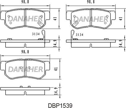 Danaher DBP1539 - Гальмівні колодки, дискові гальма autozip.com.ua