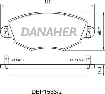 Danaher DBP1533/2 - Гальмівні колодки, дискові гальма autozip.com.ua